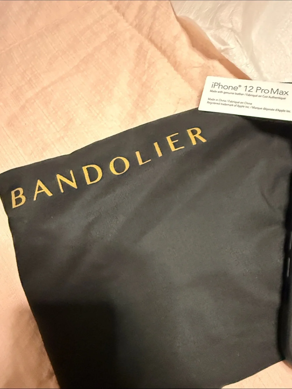 New Bandolier Black Leather Crossbody Phone Case with Card Pocket